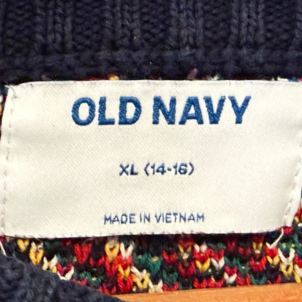 Old Navy Kids XL 14-16 Festive Crew Neck Plaid Sweater Red Green